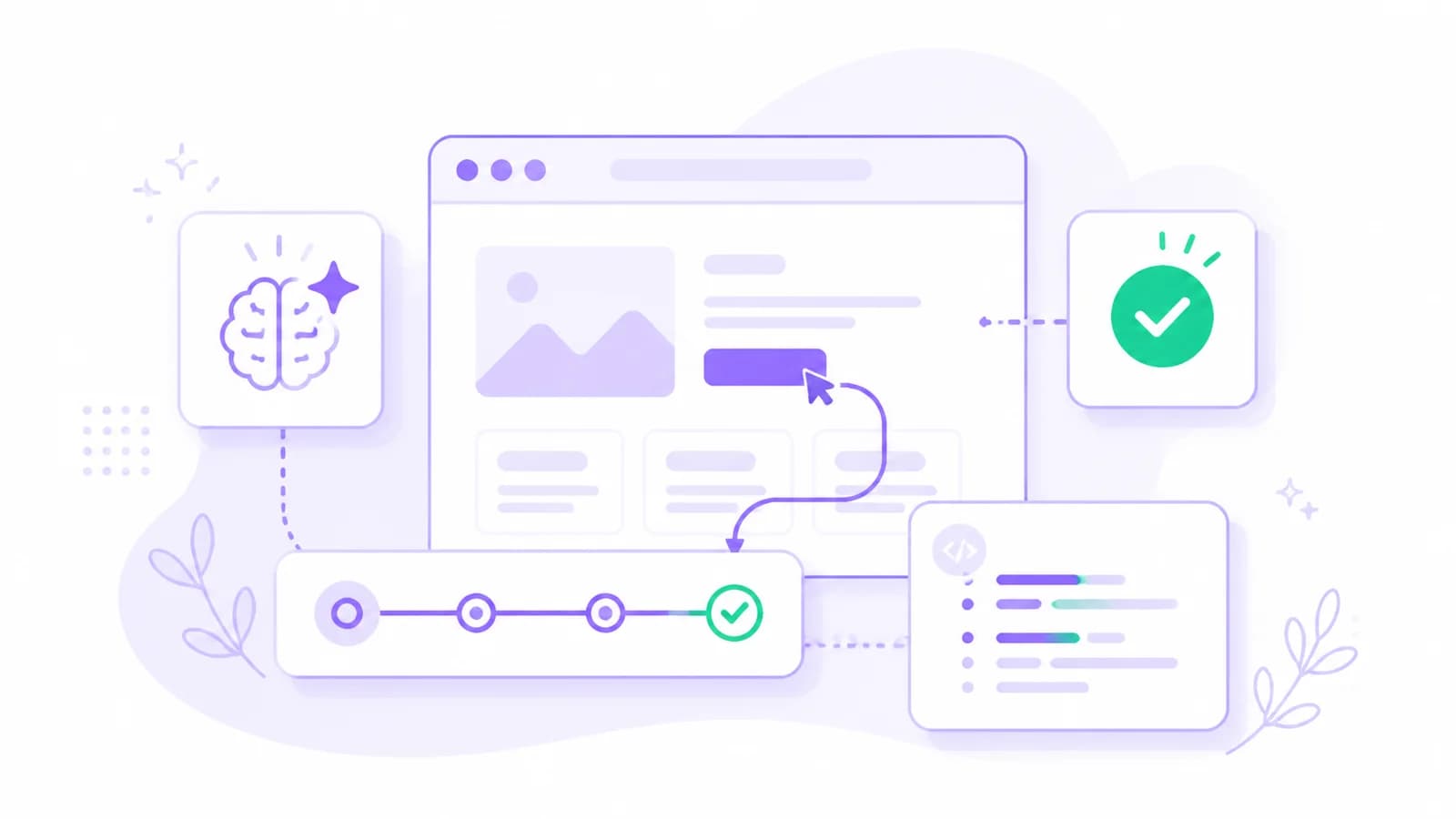 AI testing workflow showing prompt, browser run, evidence, and team review.