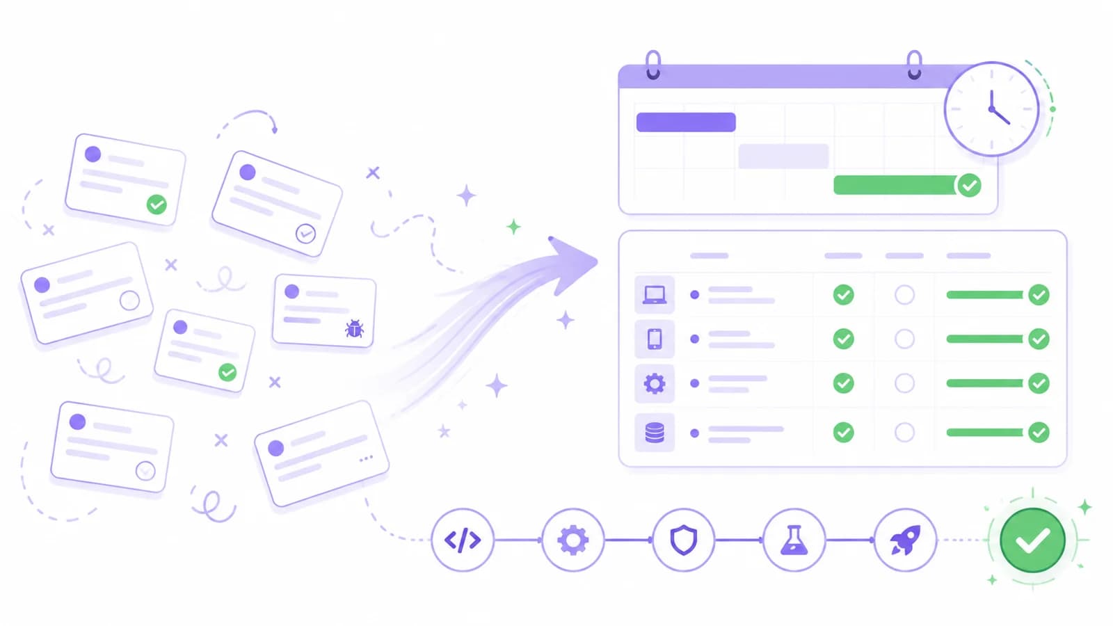Release-ready test plan board with grouped workflows, schedules, deployment trigger, and run results.